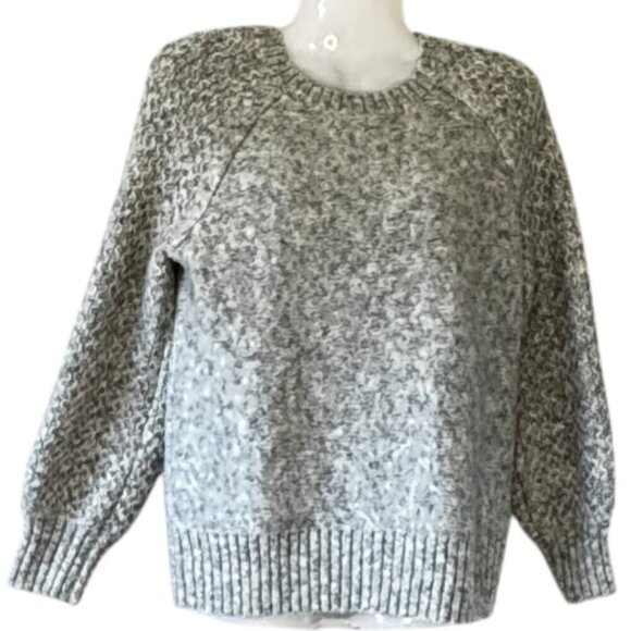 J. Crew Wool Alpaca Blend Crew Grey Sweater Balloon Honeycomb Sleeve Women's XXS - Picture 1 of 10